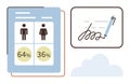 Gender demographics chart alongside a signed document metaphor for data analysis and agreement Royalty Free Stock Photo