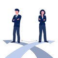 Gender difference concept. Woman and man business corporate difference. Vector