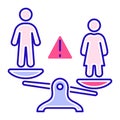 Gender discrimination and inequality color line icon. Violence in family. Men bullying women. Isolated vector element. Outline