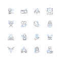 Gender discrimination line icons collection. Inequality, Oppression, Bias, Prejudice, Stereotypes, Chauvinism