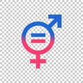 Gender equal sign vector icon. Men and woomen equal concept icon