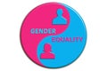 Gender equality concept illustration flat banner. Pink and blue male and female icons into a ying yang.