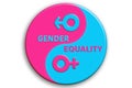 Gender equality concept illustration flat banner. Pink and blue male and female icons into a ying yang.