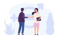 Gender equality concept. Male and female flat characters and gender icon vector illustration Royalty Free Stock Photo