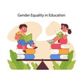 Gender equality in education concept. Flat vector illustration Royalty Free Stock Photo