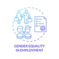 Gender equality in employment blue gradient concept icon
