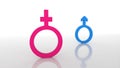 Gender symbols isolated on white background. 3D-rendering.