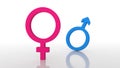 Gender symbols isolated on white background. 3D-rendering.