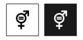 Gender equality icon. Equity parity men and women logo. Collection of black and white icons isolated on background. Rights gender.