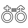 Gender equality icon outline vector. Couple poster support Royalty Free Stock Photo