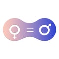 Gender equality icon. Symbol of equality, collaboration, connection, relationship of man and woman.