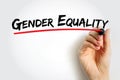 Gender Equality - when people of all genders have equal rights, responsibilities and opportunities, text concept background