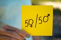 Gender equality symbol 50/50 Royalty Free Stock Photo