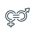 Gender Equality Symbol. Human Rights and Equality Line Icon. Female and Male Gender Symbol. Women and Men must always Royalty Free Stock Photo