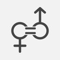 Gender equality vector icon. Sign of a man and woman are equal