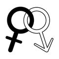 Gender female and male sexuality sign linear style icon