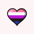 Gender fluid flag in heart shape