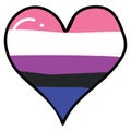 Cute gender fluid heart cartoon illustration motif set. LGBTQ diversity love elements for pride blog. Trans graphic for