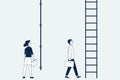 Gender gap, missing equality between woman and man on work. Career, business discrimination concept. Inequality wage and