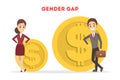 Gender gap web banner concept. Idea of different salary