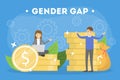 Gender gap web banner concept. Idea of different salary Royalty Free Stock Photo