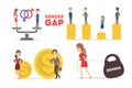 Gender gap web banner concept set. Idea of different salary Royalty Free Stock Photo