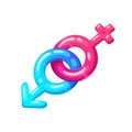 Gender icon concept, boy and girl symbol