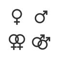 Gender icon. Female, male, gay, lesbian symbol. Vector illustration, flat design. Royalty Free Stock Photo