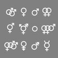 Gender icon. Female, male, gay, lesbian, transgender, bisexual symbol. Vector illustration, flat design. Royalty Free Stock Photo
