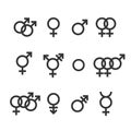 Gender icon. Female, male, gay, lesbian, transgender, bisexual symbol. Vector illustration, flat design. Royalty Free Stock Photo