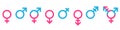 Gender icon set pink and blue color. The sign of a woman, a man, a non-binary gender identity, androgynous and intersex,