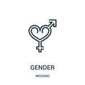gender icon vector from wedding collection. Thin line gender outline icon vector illustration. Linear symbol for use on web and Royalty Free Stock Photo