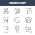 9 gender identity icons pack. trendy gender identity icons on white background. thin outline line icons such as genderfluid,
