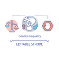 Gender inequality concept icon. Sex discrimination idea thin line illustration. Sexism. Gender diversity problem. Men