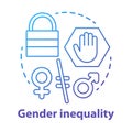 Gender inequality concept icon. Sex discrimination idea thin line illustration. Unequal female and male rights. Sexism