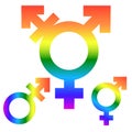 Gender inequality and equality icon symbol. Male Female girl boy woman man transgender icon. Mars vector symbol