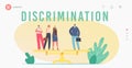 Gender Inequality, Sex Discrimination Fairness Landing Page Template. One Businessman and Three Businesswomen on Scales