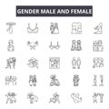 Gender male and female line icons, signs, vector set, linear concept, outline illustration Royalty Free Stock Photo