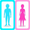 Gender man women symbol icon set blue pink colorful background pattern vector illustration graphic design Royalty Free Stock Photo