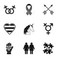 Gender minorities icons set, simple style