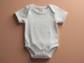 Gender Neutral Blank White Baby Bodysuit Flat lay Mockup Royalty Free Stock Photo