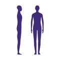 Gender neutral human front and side view silhouettes.