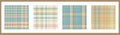 Gender neutral seamless plaid vector pattern collection. Gingham baby color checker background set. Woven tweed all over