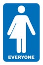 Gender neutral sign. Transgender restroom sign. illustration. Blue symbol isolated on white. Mandatory banner. Toilet Royalty Free Stock Photo
