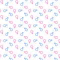 Gender seamless pattern. Male and female sex symbols, Mars and Venus signs. Print for gender reveal party, baby shower Royalty Free Stock Photo