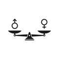 Gender and sexual equality concept. Scales with male and female sex symbols Royalty Free Stock Photo