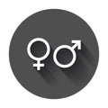 Gender sign vector icon. Men and woomen concept icon with long s