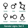 Gender signs drawn with brush. LGBT icons for sex diversity and equality of human rights Royalty Free Stock Photo