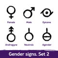 Gender signs drawn with brush. LGBT icons for sex diversity and equality of human rights Royalty Free Stock Photo