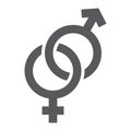 Gender signs glyph icon, love and sex, heterosexual sign, vector graphics, a solid pattern on a white background. Royalty Free Stock Photo